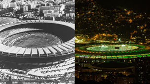 Estadio Maracaná en 1949 y en 2014